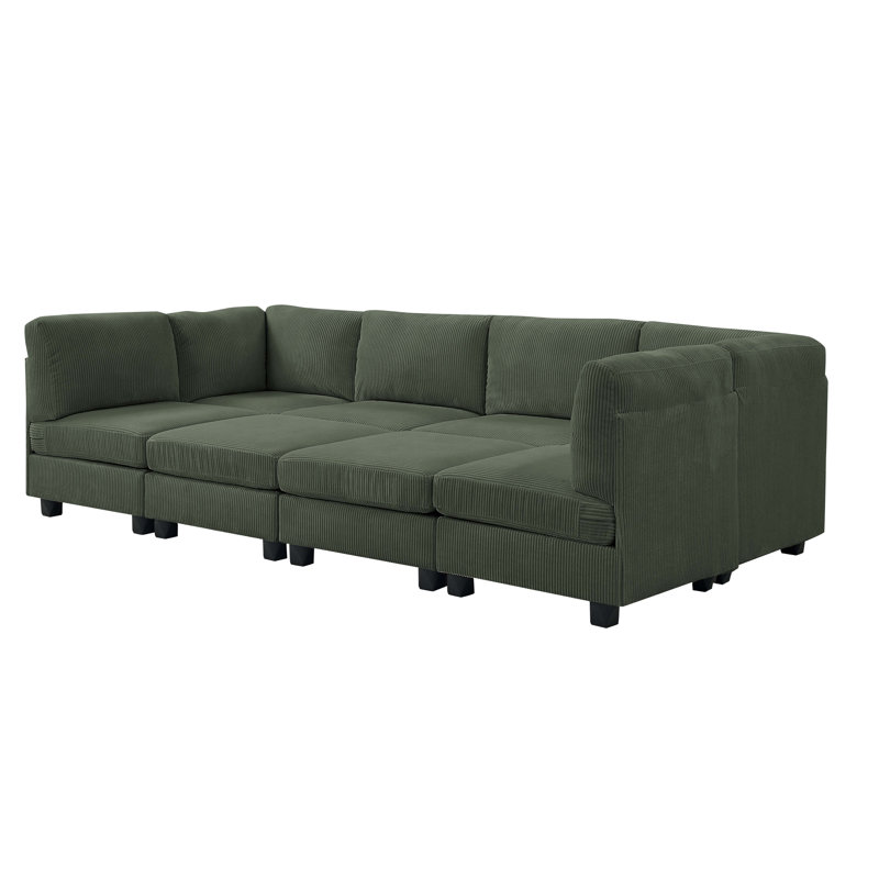 Corduroy Sectional Reversible, Dark Green