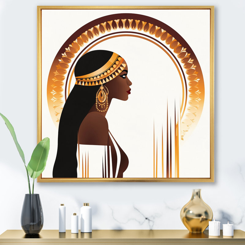 Portrait d'une reine africaine, Cadre flottant doré, 30" H x 30" W