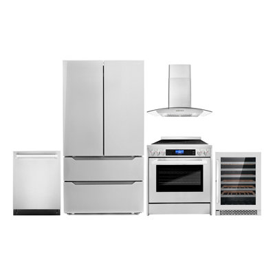 5 Piece Kitchen Package with French Door Refrigerator 30"" Electric Range -  Cosmo, COS-5PKG-020