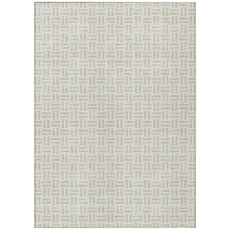 Ivory Geometric Flat Woven Indoor/Outdoor Rug 2'6" x 3'10"