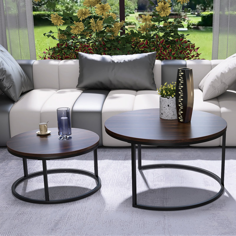 Ensemble de tables basses 2 pièces kadaja, Noyer / noir