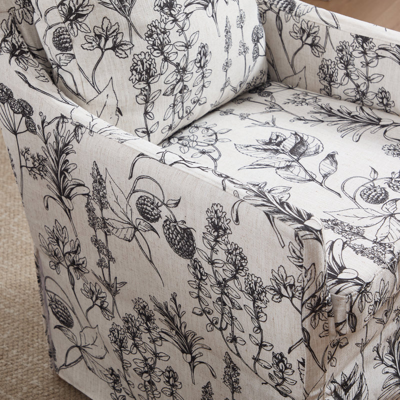 Fauteuil rembourré en lin, Fleur grise