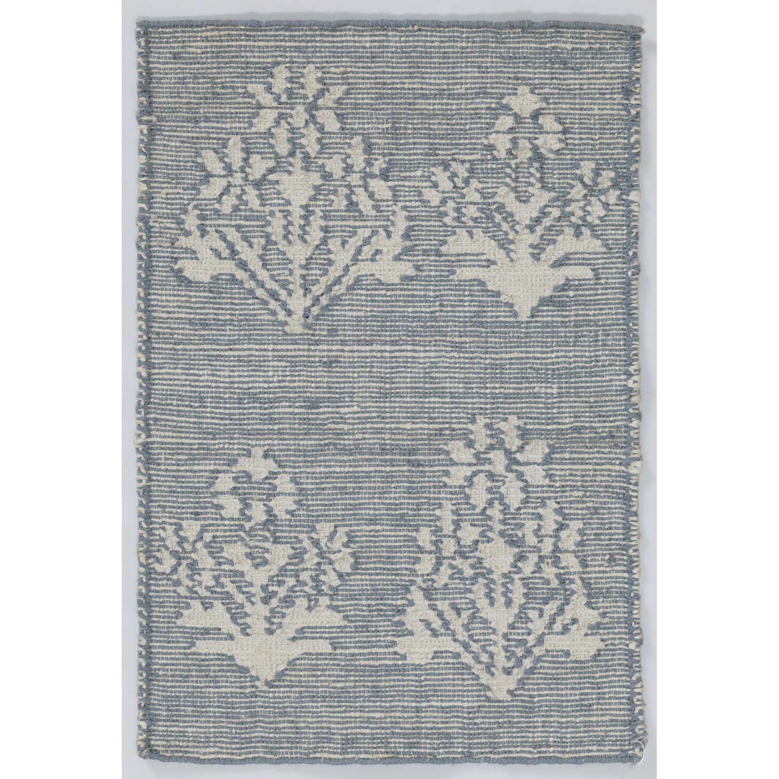 Heidi Flatweave Jute Botanical Scandinavian Rug, Blue, 2'x3'