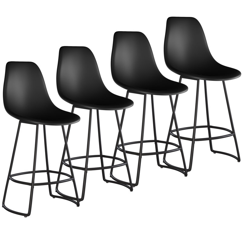 Audreigh Swivel Counter Stool with Metal Frame, Black, Bar Stool (30" Seat Height)