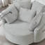 Fauteuil demi-tonneau en velours côtelé pivotant à 360 ° avec support pour téléphone et 5 coussins Delyth-128836567