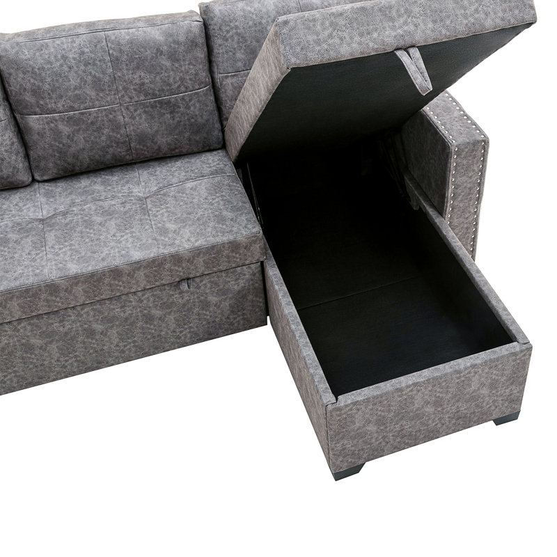 Upholstered 84 " L-Shaped Sofa Bed