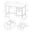 Bureau d'ordinateur élégant pour installation de bureau personnel, l 48 po, stratifié blanc, métal, Essentials Modern avec rangement,