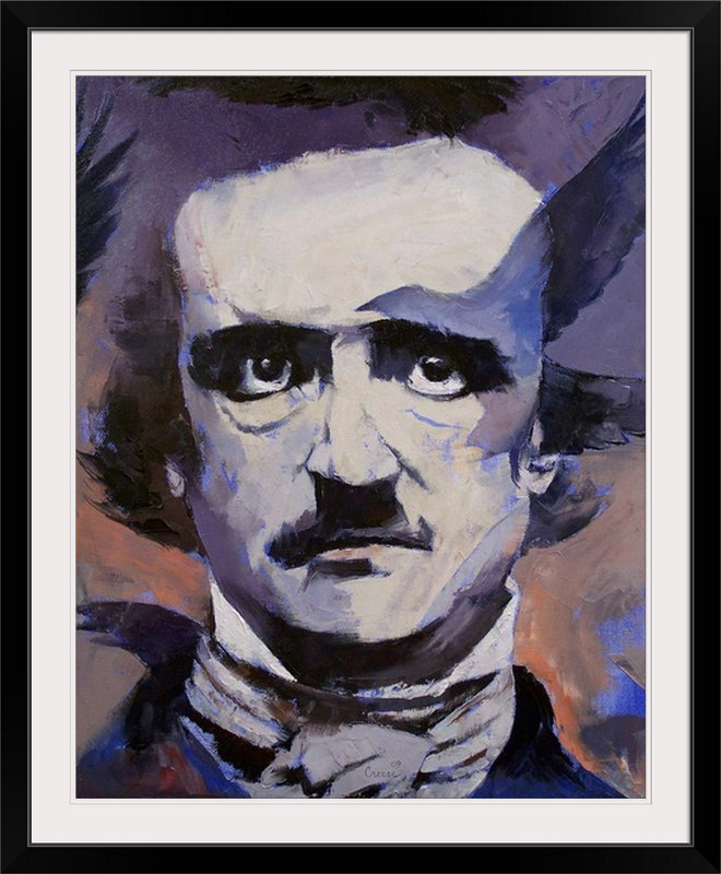 « portrait of edgar allan poe » par l’impression de peintures Michael Creese, H 38 po x l 32 po x P 1 po, Cadre noir