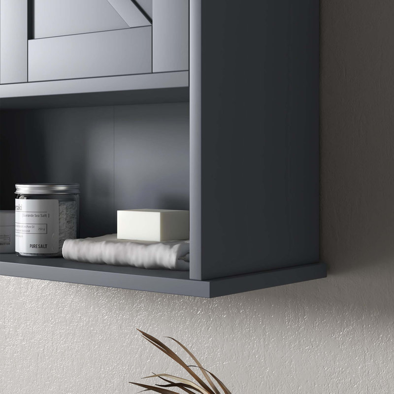 Armoire murale Kleankin Farmhouse, armoire à pharmacie murale avec tablette ouverte et tablette réglable, rangement pour salle de lavage