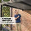 Outsunny 3 x 3 m Louvered Pergola w/LED Lights, Drainage Gutters Dark Grey