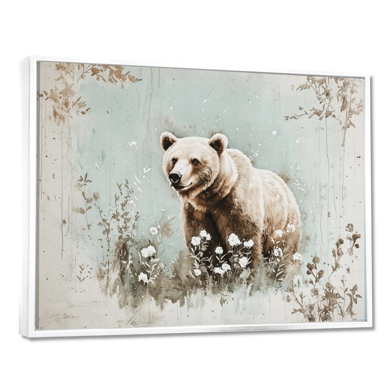 «Brown Bear In Forest II», reproduction d'art ours, H 34 po x l 44 po, Impression dans un cadre flottant sans passe-parto