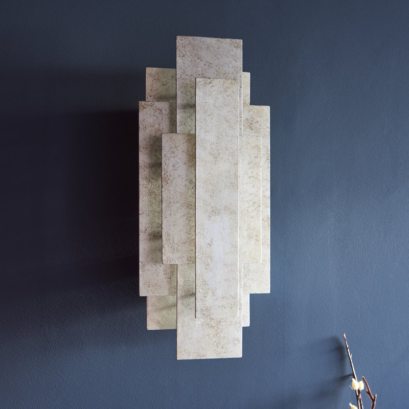 Melora Steel LED Flush Mounted Sconce, Antique Silver Leaf