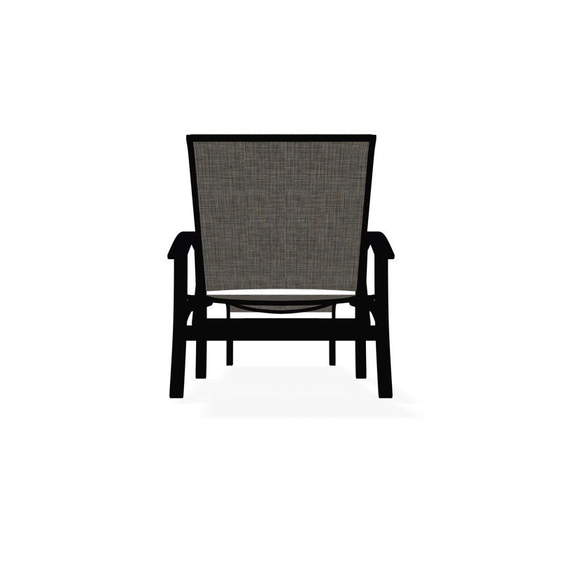 Belle Isle Sling Aluminum Frame Four Position Lay-flat Chaise With Marine Grade Polymer Arm Accent, Storm, Black