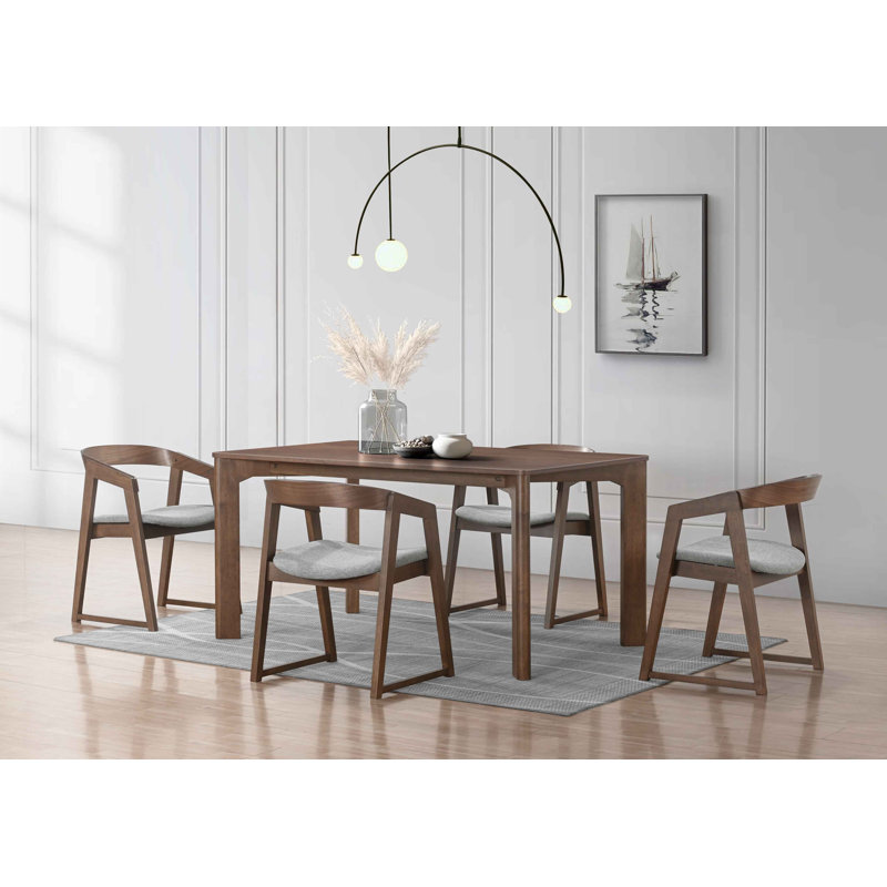 Avanti Modern 5-Piece Solid Wood Dining Room Set With Sculpted Curved Back Chairs