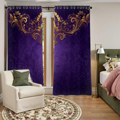 2 rideaux occultants avec œillets 2PCS, rideaux élégants en jacquard floral orné rétro, isolation thermique, réduction du bruit, protection de la vie privée, obscurcissant couvre-fenêtres de luxe pour la chambre à coucher, la salle à manger et la décoration intérieure