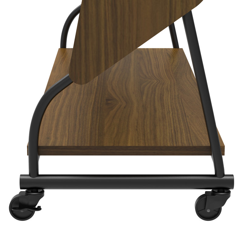 Mobile TV Stand With Projector Screen And Power Outlets, Rolling TV Cart For 32-50 Inch Screens, Adjustable Wood Media Console With Wheels | Gift Idea