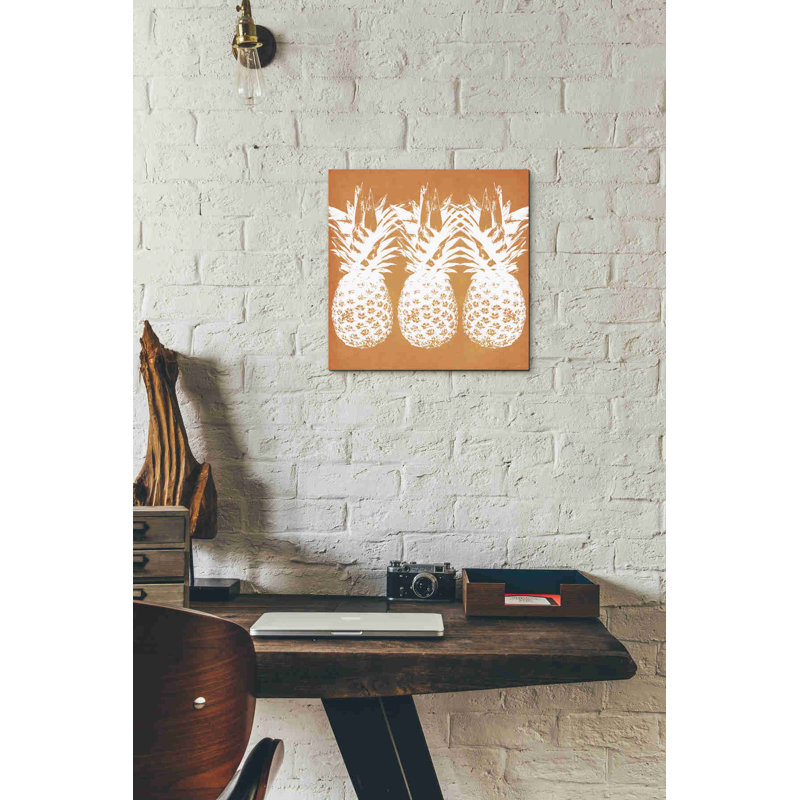 «Orange Pineapples» par Linda Woods, art mural sur toile, H 12 po x l 12 po x P 0,75 po