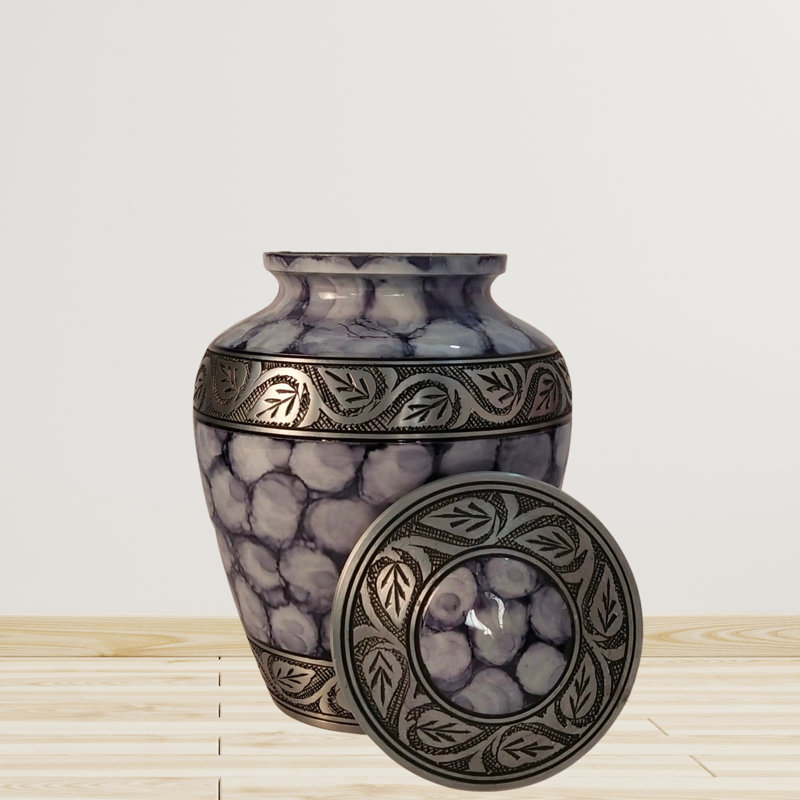 Rigved Etched Vine Handcrafted Large Cremation Urn , Gray