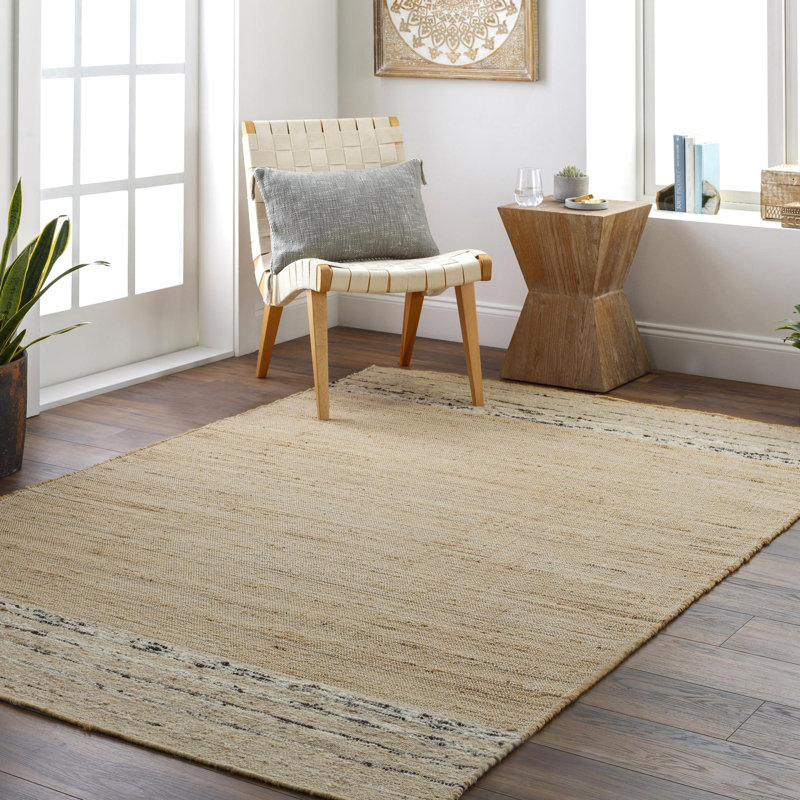 Striped Indoor Rug, Rectangle 6' x 9', Light Camel