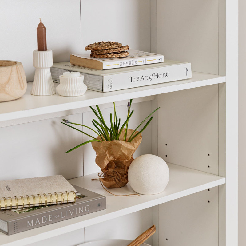 Maryhannah 180cm H x 90cm W Standard Bookcase, Alabaster