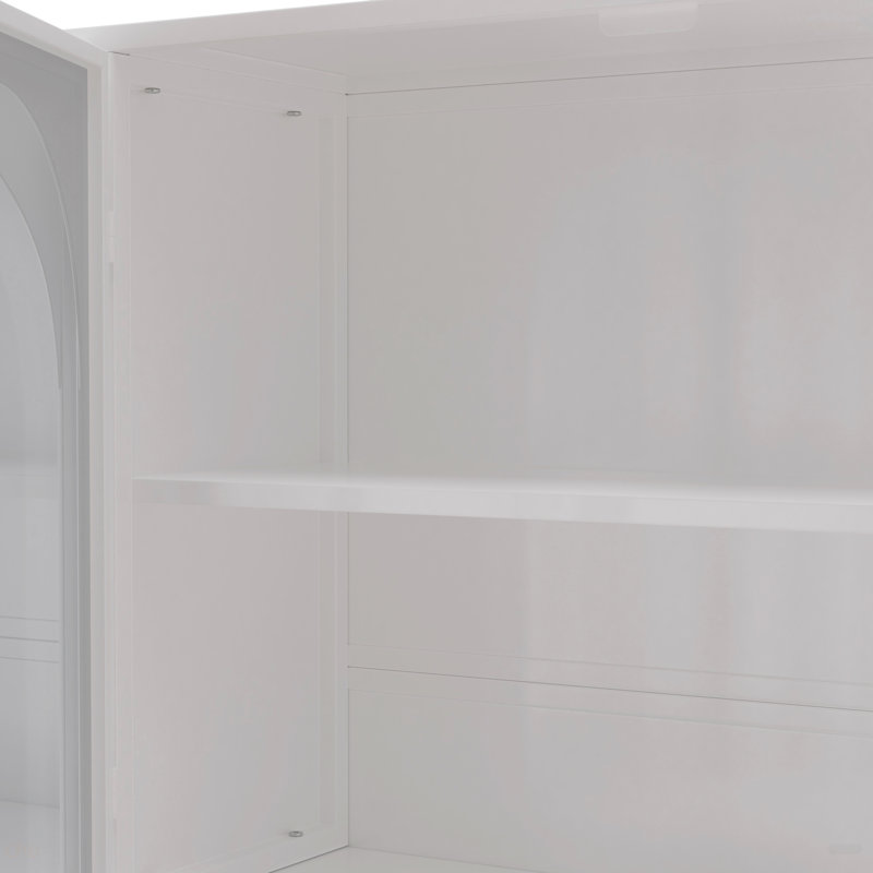 Armoire murale en verre 47,25 po à quatre portes, murale, convenant à la cuisine, au salon et à la salle de bain (blanc)