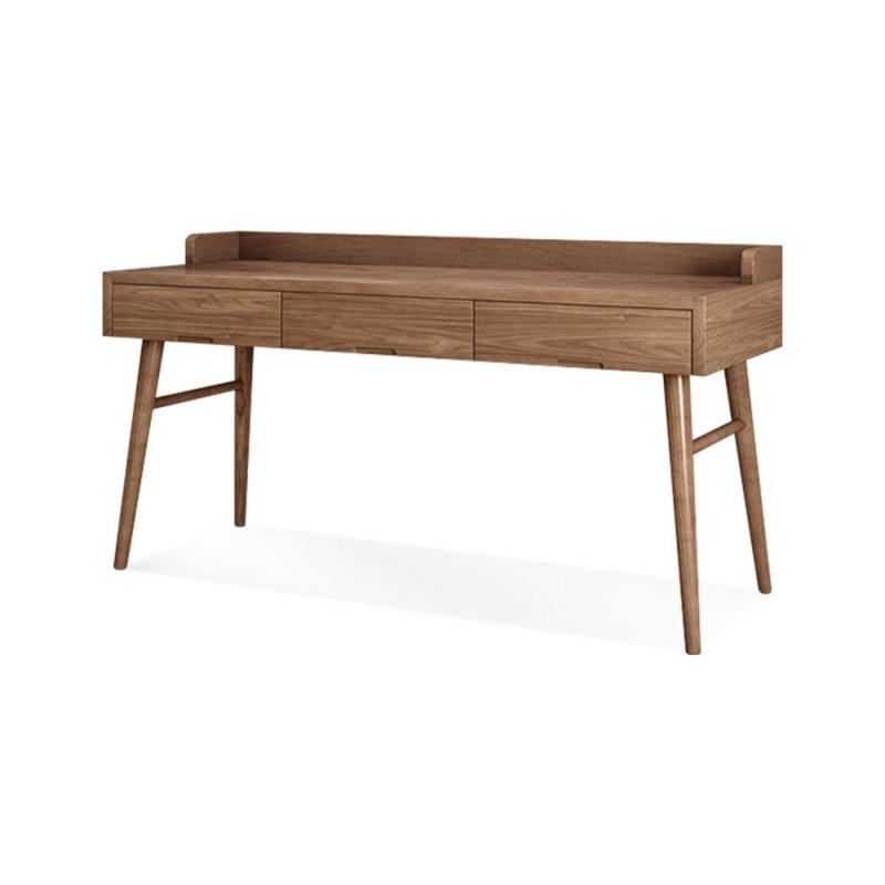Bureau d'écriture rectangulaire en bois massif avec tiroirs Nut-brown