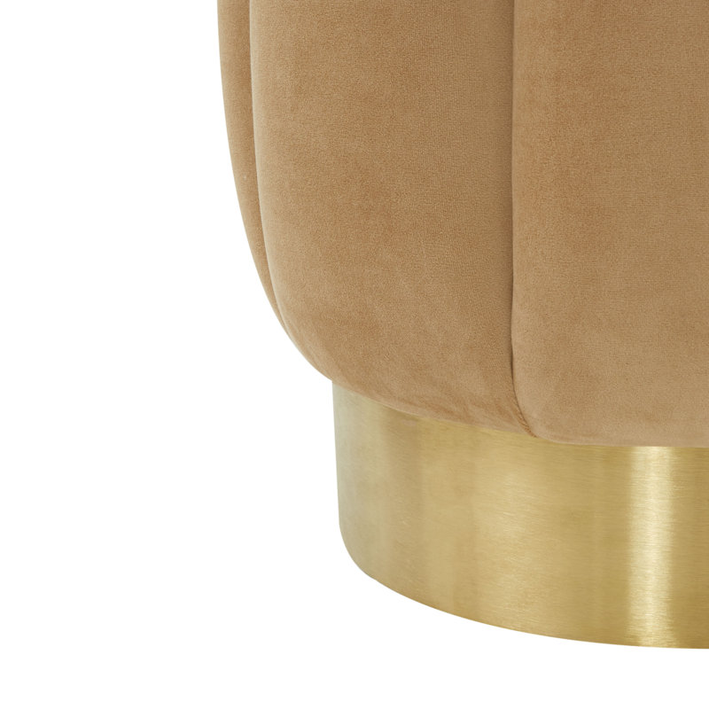 Maxine Round Ottoman, Pale Taupe Velvet