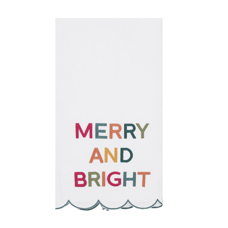 Serviette de Noël brodée Merry And Bright