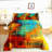 Grunge Ombre Watercolor Comforter Set - Luxurious Queen Size Bedding with Abstract Geometry Design - Blue Tie Dye and Teal Gradient Quilt Set