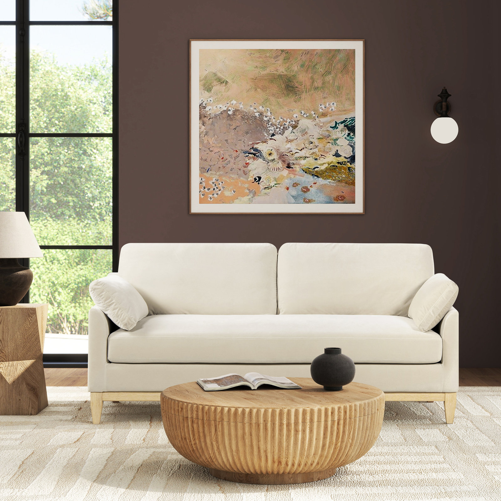 Pera 76" Upholstered Sofa, French Beige Velvet