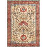 Serapi Hand-Knotted Ivory Lamb's Wool Area Rug