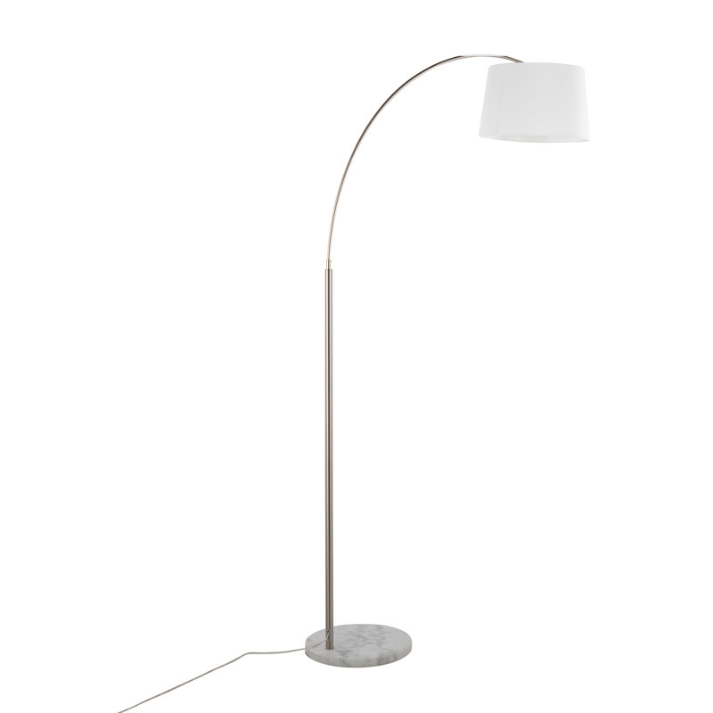 March Contemporary Floor Lamp, Nickel, White