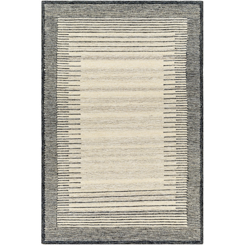 Tapis beige / gris en laine touffeté à la main Rectangle Uptown, Rectangle 5 pi x 7 pi 6 po