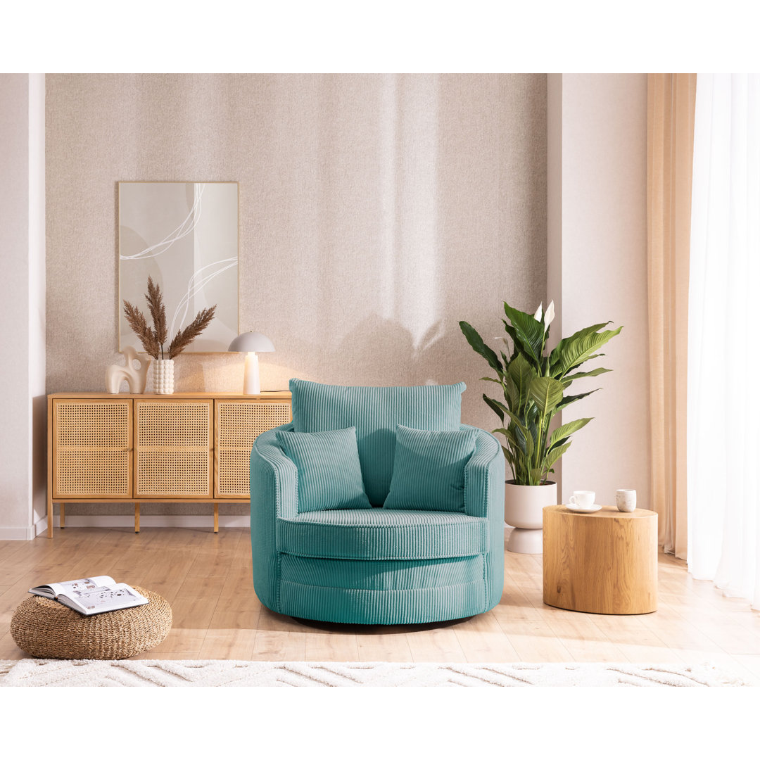 Ted Armchair Swivel Barrel Soft Chair in Cord Fabric