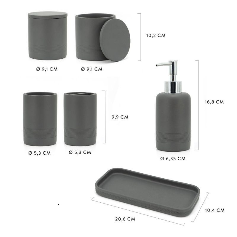 Rodivel Bathroom Accessory Set, Grey
