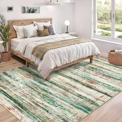 9 x 12 Tapis de salon Tapis neutre neutre lavable pour chambre à coucher Tapis antidérapant pliable Tapis moderne antitaches pour salle à manger Bureau à domicile Dortoir