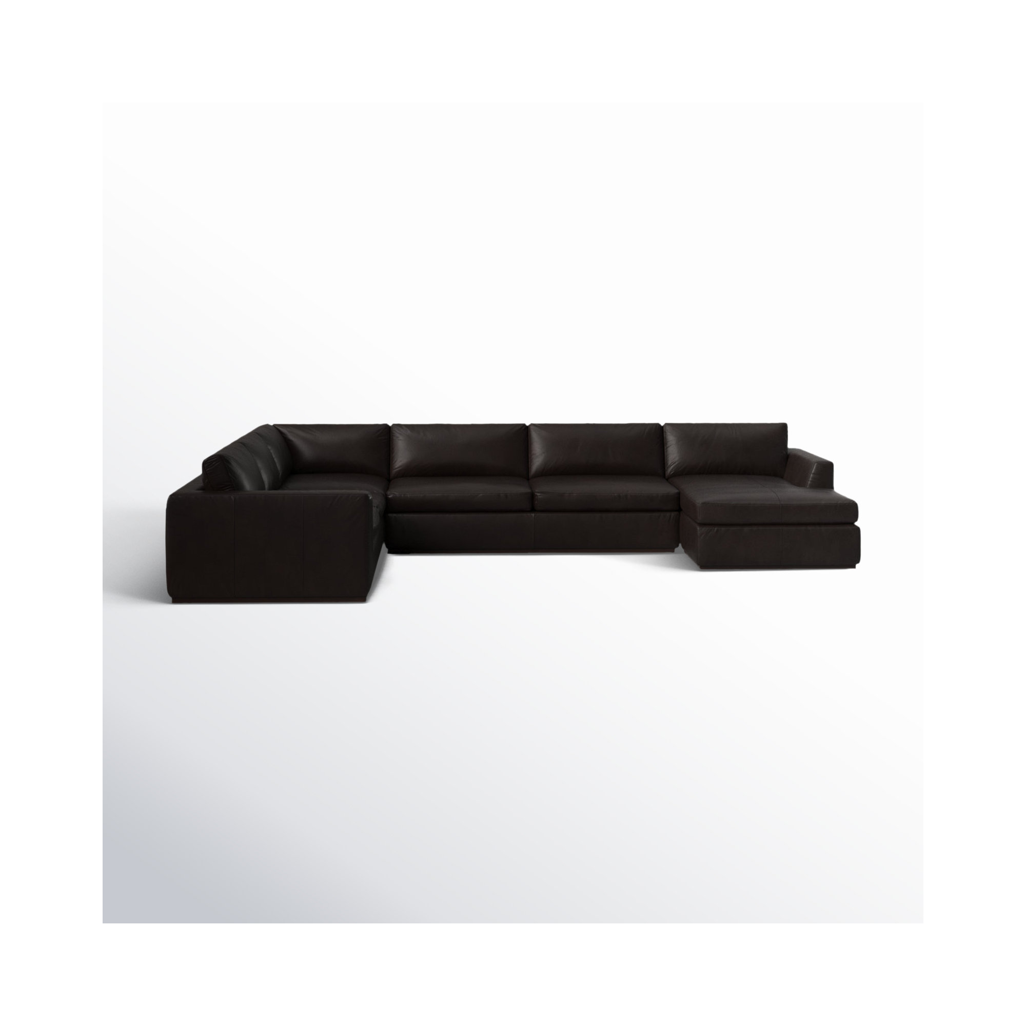 Wexford Colt 161" Wide Genuine Leather Left Hand Facing Sofa & Chaise, Heirloom Cigar Genuine Leather, Left Hand Facing