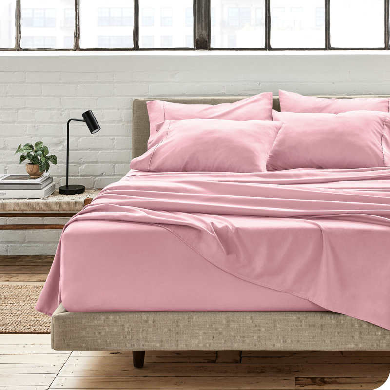 Microfiber Sheet Set with Bonus Pillowcase Set, Light Pink, Queen