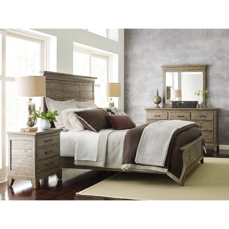 Camilly Solid Wood Panel Bed, Queen