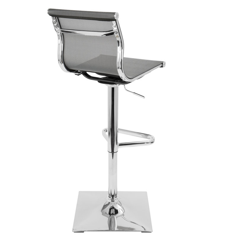 Contemporary Adjustable Barstool With Swivel In Silver By