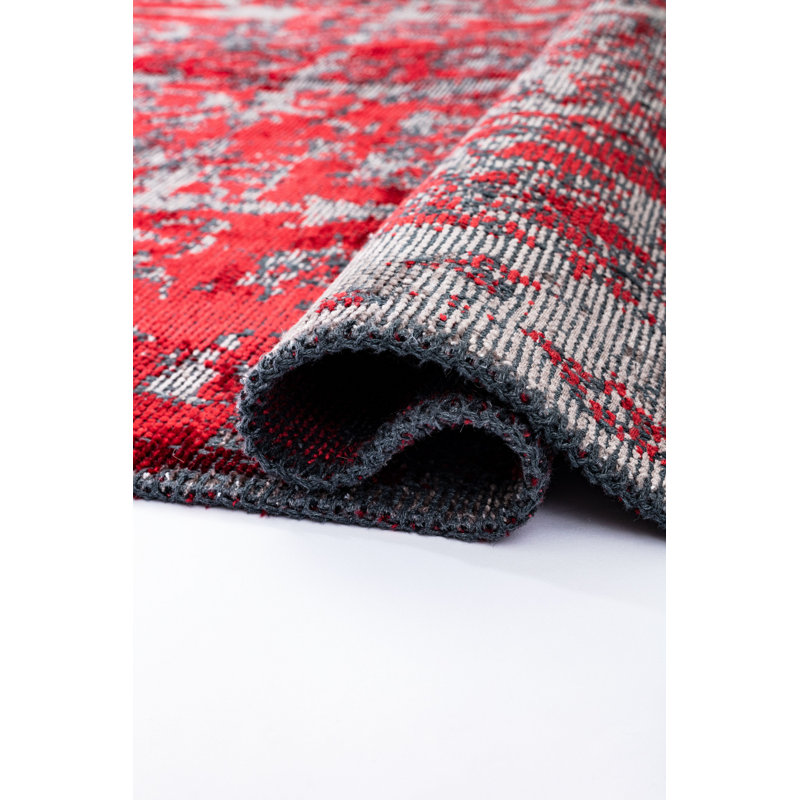 Rapture Gray/Red Luxury Area Rug, Rectangle 7'10" x 11'2"