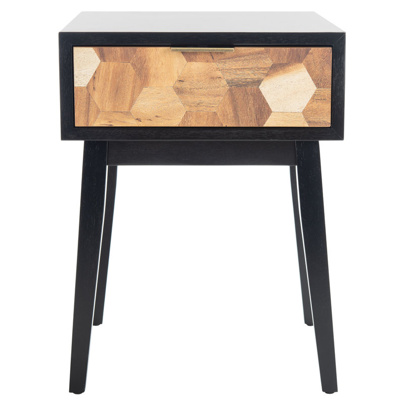 Unseli End Table with Storage, Black