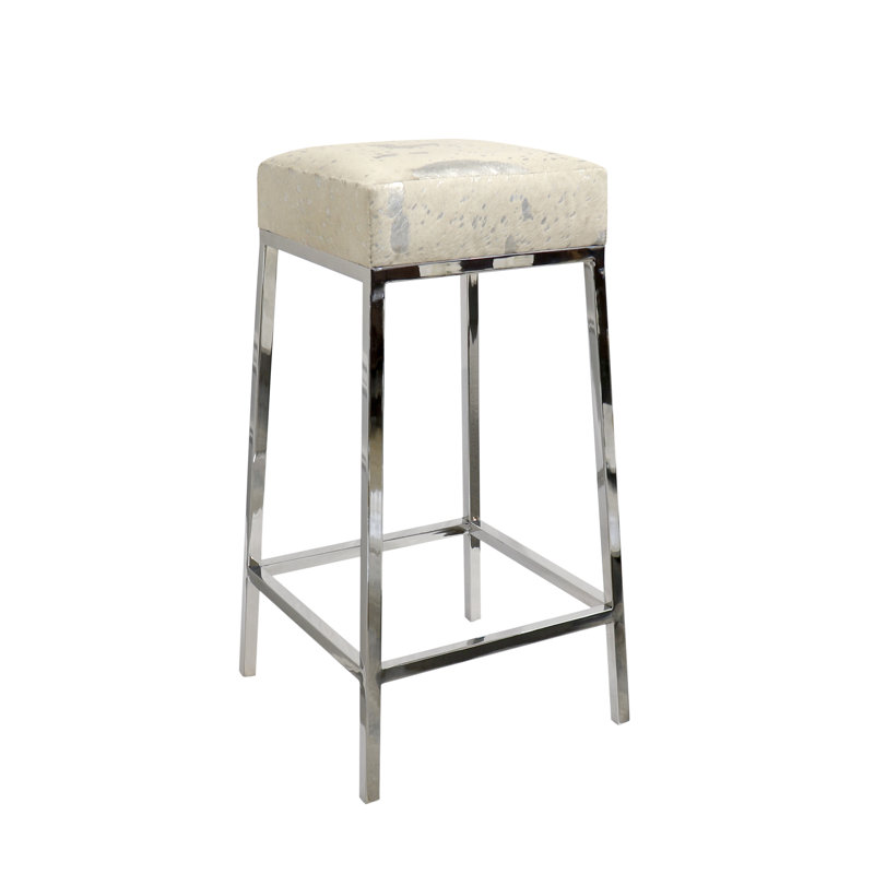 Safari Stainless Steel & Cowhide Bar Stool