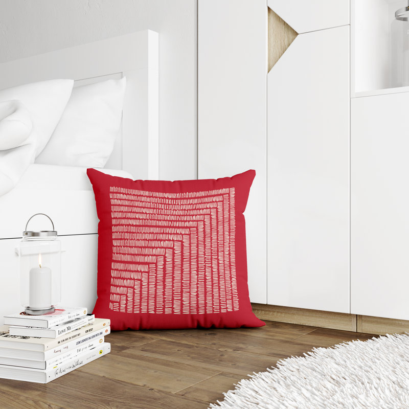 Jeté carré en polyester intérieur / extérieur, L 17 po x H 17 po, Rouge