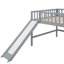Lit mezzanine bas double avec échelle et toboggan, gris / double-1201229805