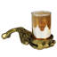 Main de squelette avec votive en verre, laiton