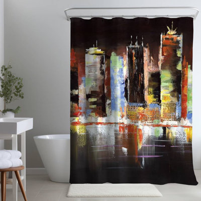 Shower Curtain CI17 – Polyester Shower Curtain, Dye Sublimation Print, 71" W × 74" L