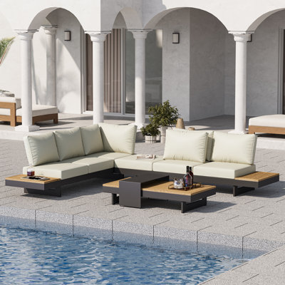 97" Teak Patio Sectional