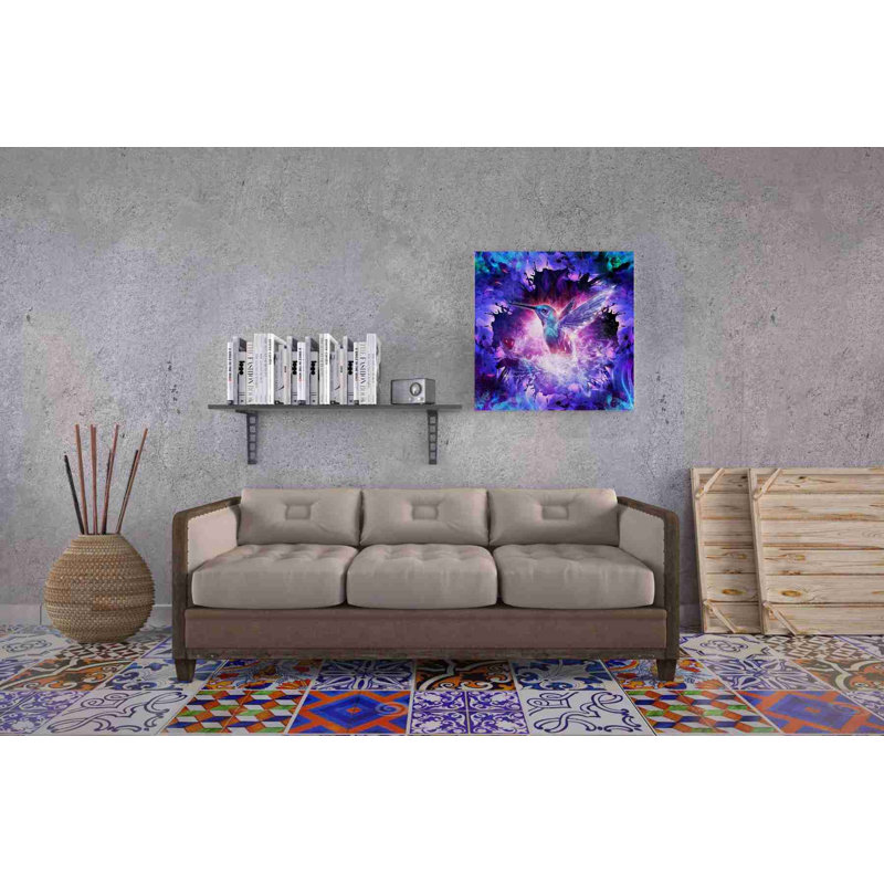 «Hummingbird Love» par Cameron Gray, art mural sur toile, H 37 po x l 37 po x P 1,5 po