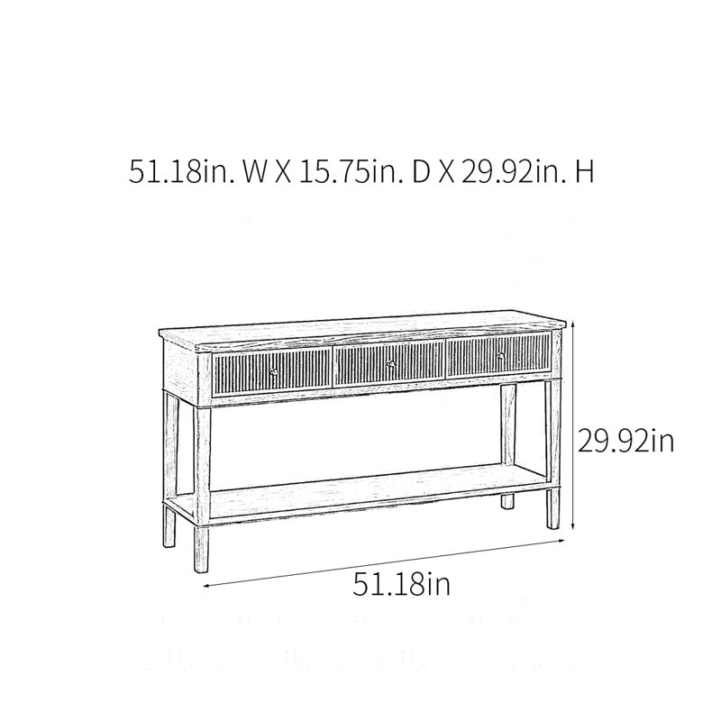 Console rustique, H 29,92 po x l 51,18 po x P 15,75 po